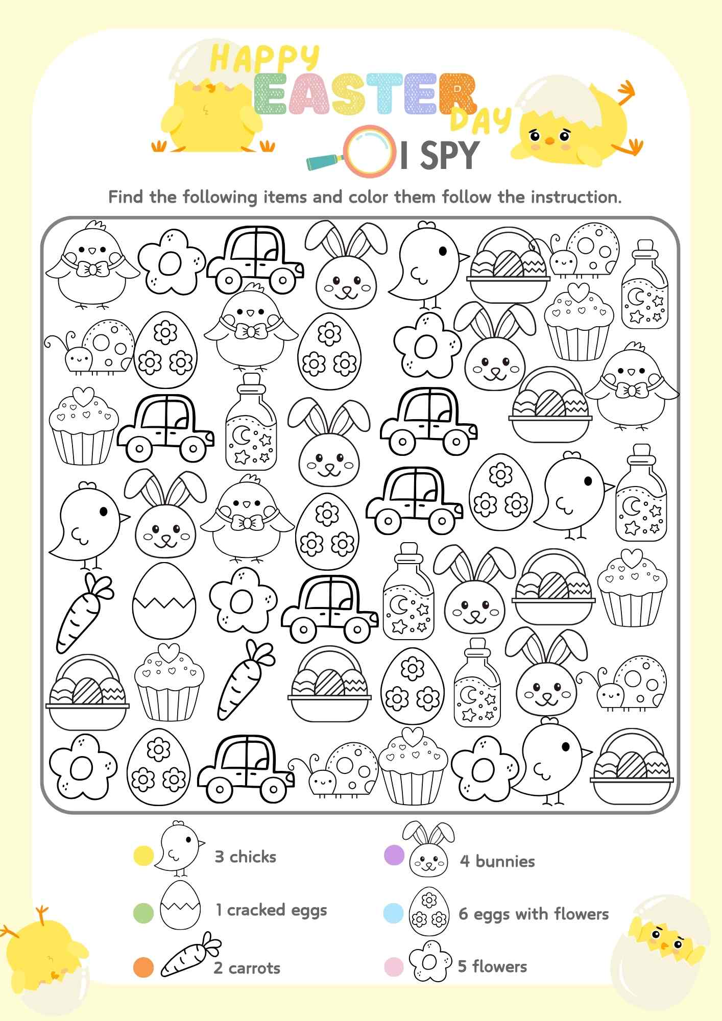 Easter Day I Spy Activity for Kids Free Printable pdf